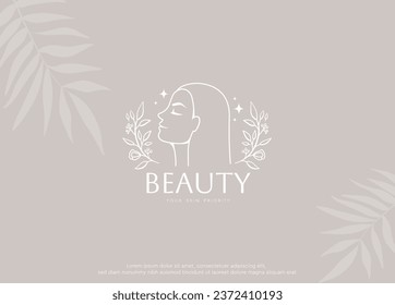 Luxury Beauty woman face logo for salon spa or cosmetic logo