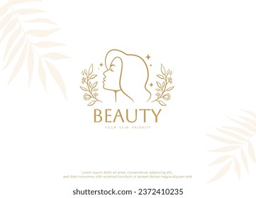 Luxury Beauty woman face logo for salon spa or cosmetic logo