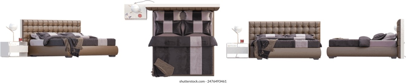 luxury bed  isolated on transparent background