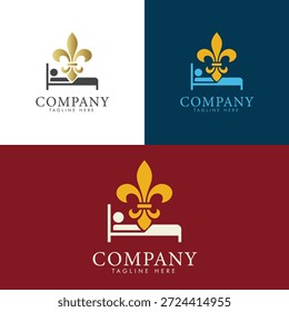 Luxury Bed Logo with Fleur-de-Lis – Elegant Boutique Hotel Resort Branding