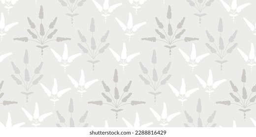 diseño de cama de lujo. Diseño tropical vectorial sin igual con tonos grises beige pastel