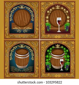 luxury beer wine set label banner