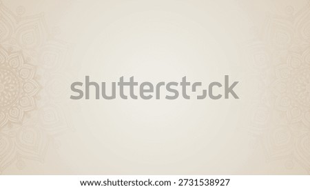 Luxury Beige Mandala Horizontal Background with Elegant Floral Ornaments and Copy Space