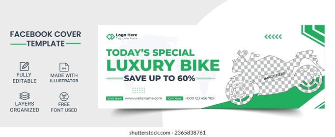 Luxury bike sale web banner and facebook cover post design template