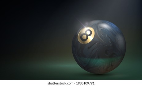 Luxury billiard ball eight on a dark background, prize for winning