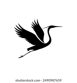 luxury bird crane flying logo vector illustration template design