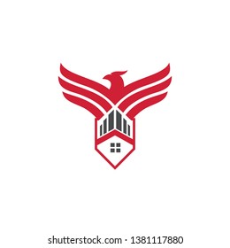 Luxury bird, eagle, hawk real estate vector logo design. Universal premium falcon symbol logotype. - Vector 