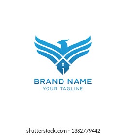 Luxury bird, eagle, hawk real estate vector logo design. Universal premium falcon symbol logotype. - Vector 