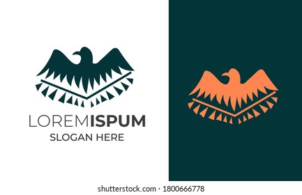 Luxury bird, eagle, hawk vector line logo design. logos, stickers, emblems of flying eagle. Bird, hunter, predator, dangerous animal, shield, lettering. Mascot sports club, vector illustration 3
