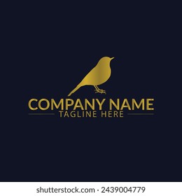Luxury Bird with gold color logo template