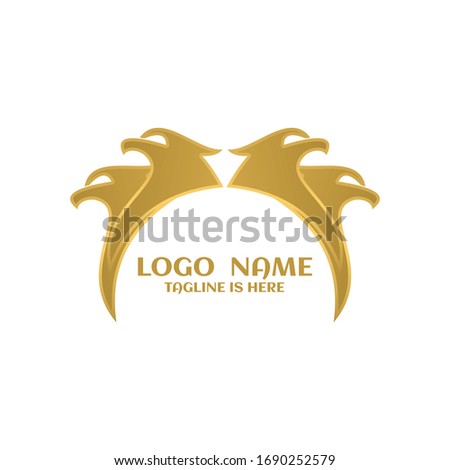 Luxury bird illustration circle simple logo gold design symbol concept