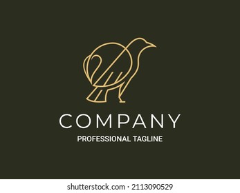 Luxury Bird with leaf nature logo template