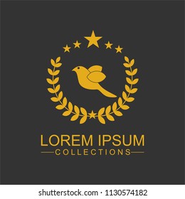 Luxury bird logo design template and emblem made with leaves and  - luxury beauty spa concepts - natural badge for cosmetics