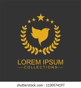 Luxury bird logo design template and emblem made with leaves and  - luxury beauty spa concepts - natural badge for cosmetics