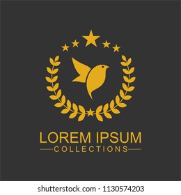 Luxury bird logo design template and emblem made with leaves and  - luxury beauty spa concepts - natural badge for cosmetics