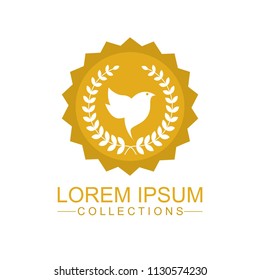 Luxury bird logo design template and emblem made with leaves and  - luxury beauty spa concepts - natural badge for cosmetics