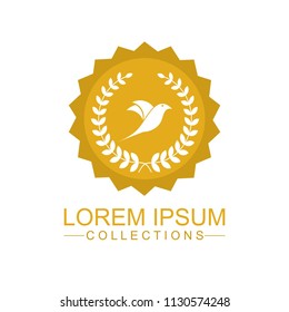 Luxury bird logo design template and emblem made with leaves and  - luxury beauty spa concepts - natural badge for cosmetics