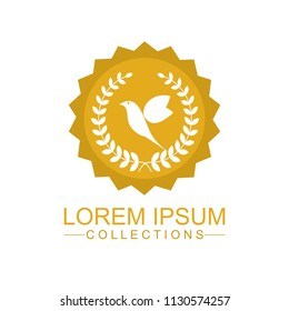Luxury bird logo design template and emblem made with leaves and  - luxury beauty spa concepts - natural badge for cosmetics