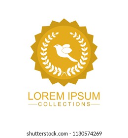 Luxury bird logo design template and emblem made with leaves and  - luxury beauty spa concepts - natural badge for cosmetics