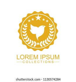 Luxury bird logo design template and emblem made with leaves and  - luxury beauty spa concepts - natural badge for cosmetics