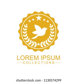 Luxury bird logo design template and emblem made with leaves and  - luxury beauty spa concepts - natural badge for cosmetics