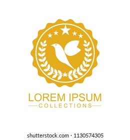 Luxury bird logo design template and emblem made with leaves and  - luxury beauty spa concepts - natural badge for cosmetics