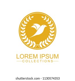 Luxury bird logo design template and emblem made with leaves and  - luxury beauty spa concepts - natural badge for cosmetics