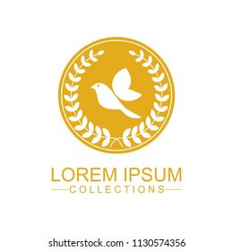 Luxury bird logo design template and emblem made with leaves and  - luxury beauty spa concepts - natural badge for cosmetics