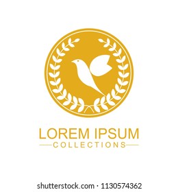 Luxury bird logo design template and emblem made with leaves and  - luxury beauty spa concepts - natural badge for cosmetics