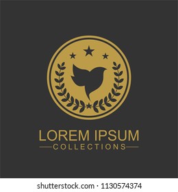 Luxury bird logo design template and emblem made with leaves and  - luxury beauty spa concepts - natural badge for cosmetics