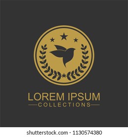 Luxury bird logo design template and emblem made with leaves and  - luxury beauty spa concepts - natural badge for cosmetics