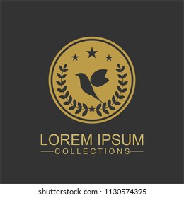Luxury bird logo design template and emblem made with leaves and  - luxury beauty spa concepts - natural badge for cosmetics