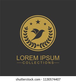 Luxury bird logo design template and emblem made with leaves and  - luxury beauty spa concepts - natural badge for cosmetics