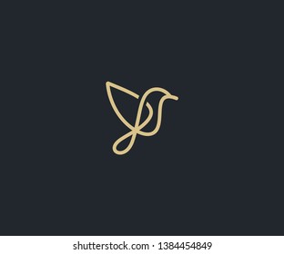 luxury bird logo design template. line art style logo