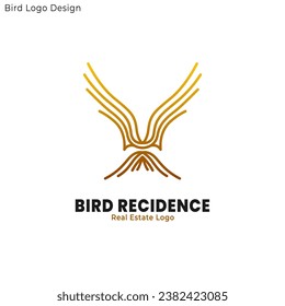 luxury bird logo. real estate logo. professional bird logo design. flying Bird Logo.