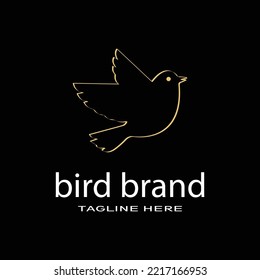 Luxury bird logo vector icon line art outline template.