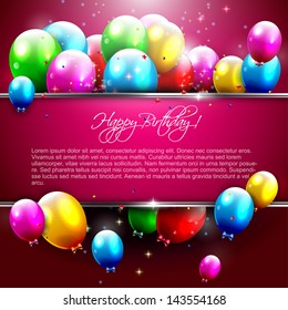 Luxury birthday background with colorful balloons and copyspace 