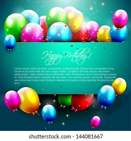 Luxury birthday background with colorful balloons and copyspace