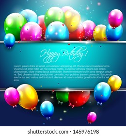 Luxury birthday background with colorful balloons and copyspace 