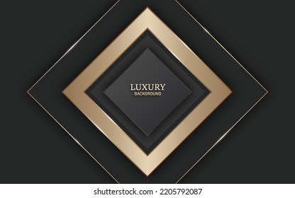 
Luxury black and 3d gold abstract geometric background with square