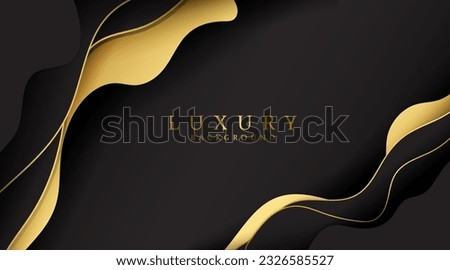 Luxury black abstract background combine with golden curve line.Vector illustration modern template design.