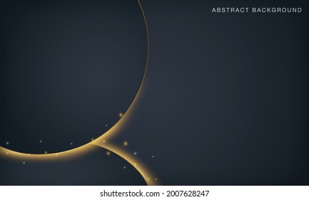 Luxury black abstract background with glowing golden light effect.