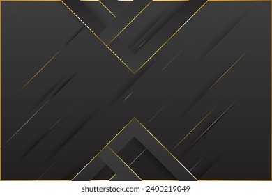 Luxury Black abstract background with golden lines
