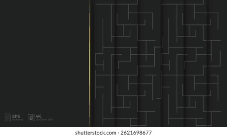 Luxury black background with abstract doodle art pattern