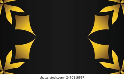 luxury black background with abstract golden geometric shape