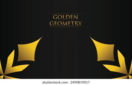 luxury black background with abstract golden geometric shape