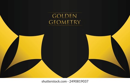 luxury black background with abstract golden geometric shape