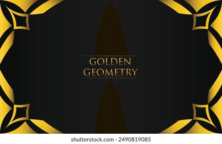 luxury black background with abstract golden geometric shape