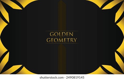 luxury black background with abstract golden geometric shape