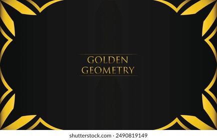 luxury black background with abstract golden geometric shape